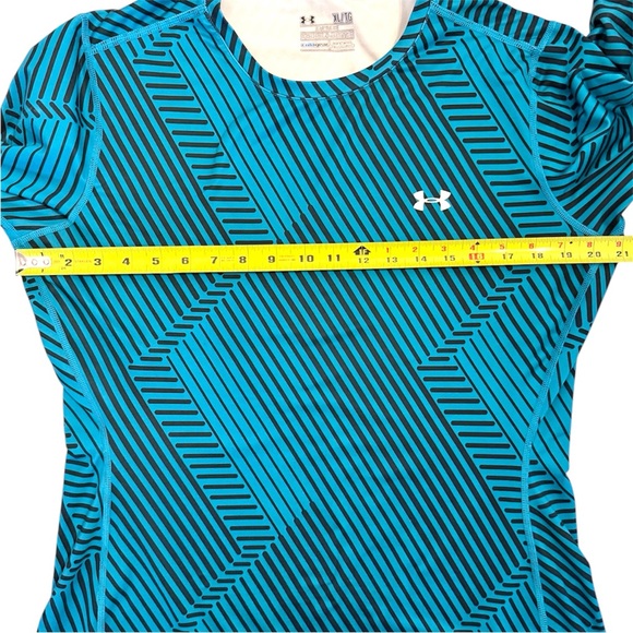 Under Armour Women’s ColdGear Fitted Long Sleeve Shirt XL Teal Black Geometric - Picture 5 of 7